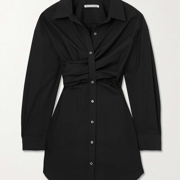 ALEXANDER WANG Ruched cotton-poplin mini shirt dress - Picture 4 of 4